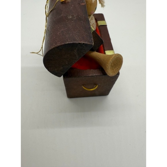 Vintage 1979 Wooden Christmas Ornament Toy Chest Doll Gift Handmade Retro - Picture 3 of 8